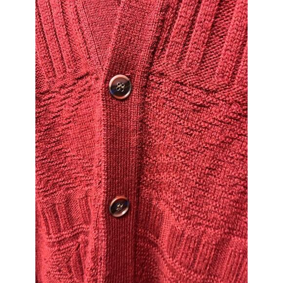 Vtg Reed St. James Cardigan Mens XL Burgundy USA Made Button Acrylic Grandpa - Picture 6 of 6